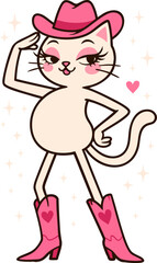 Confident Cowgirl Cat in Pink Boots