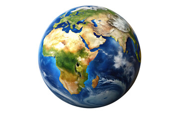 Realistic Earth Planet &ndash; Isolated on White Background &ndash; PNG &ndash; GENERATIVE AI