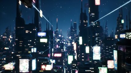 Futuristic cityscape at night - Powered by Adobe