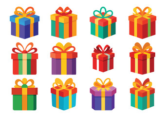 Fototapeta premium Colorful Gift Boxes Collection for Holiday Celebrations and Special Occasions