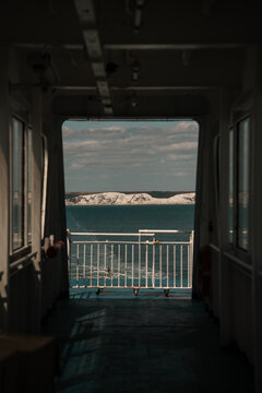 View of Dover from the ferry crossing English Channel.