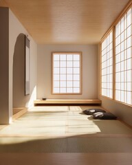 Obraz premium Minimalist Japanese Tatami Room