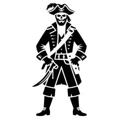 Naklejka premium Halloween skeleton pirate illustration