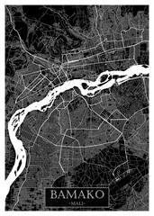 Bamako Mali City Street Map. modern city background, urban city art, abstract urban background landscape, city banner district