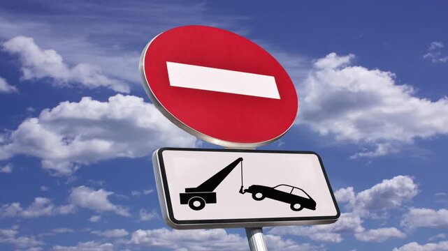 No entry and tow away zone sign 