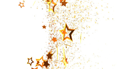 Fototapeta premium Sparkling golden stars burst on white. Perfect for festive designs.