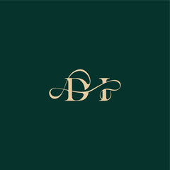 monogram initial logo design elegant style with wavy line DI organic curve wedding letter