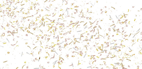White background with gold, pink, and beige confetti. Perfect for celebrations, parties, and festive designs.