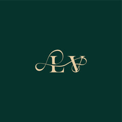 monogram initial logo design elegant style with wavy line LV organic curve wedding letter