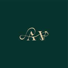 monogram initial logo design elegant style with wavy line AV organic curve wedding letter