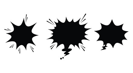 Black comic book explosion sound effects in various styles