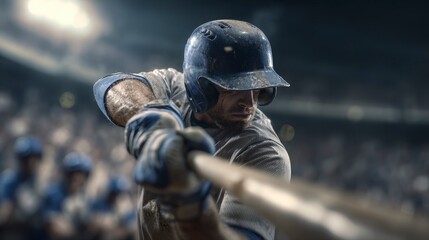 Action Moment of Baseball Batter Hitting Ball in Dynamic Scene