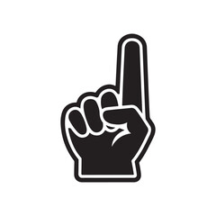Foam Finger Number One Hand Silhouette Vector Icon