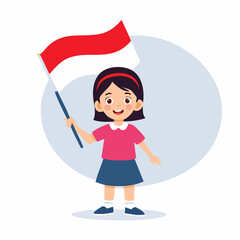 Flat vector icon of a kid holding flag, representing global independence day celebrations.