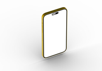 High-quality image of a gold smartphone with a blank screen. Perfect for app presentations, website mockups, and marketing materials.