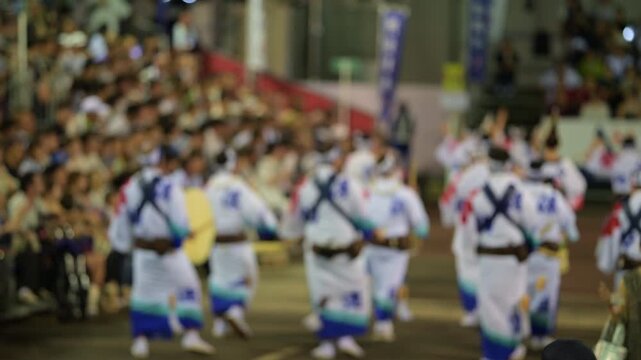 4K video of scenery of AWA ODORI FESTIVAL in summer season, a traditional dance festival of Tokushima prefecture and Tokyo, Japan