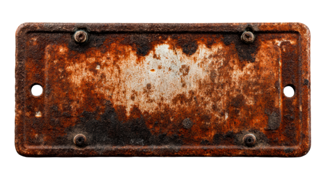 Distressed Rusty Metal Plate With Screw Holes