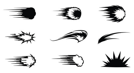 Obraz premium Collection of black and white motion speed effect graphics and illustrations
