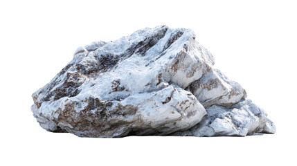 Snow covered rock formation on white surface