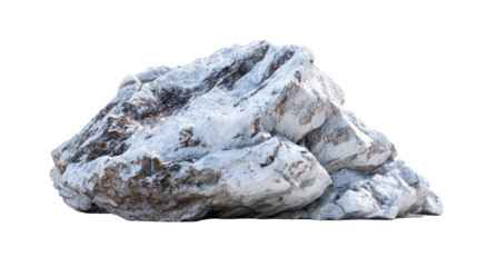 Snow covered rock formation on white surface