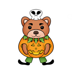 Bear in a pumpkin costume
