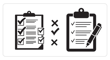 Checklist clipboard with correct and incorrect marks comparison