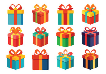 Colorful Gift Boxes Collection for Celebrations and Special Occasions Illustration