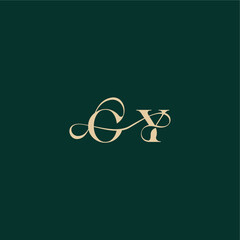 monogram initial logo design elegant style with wavy line OY organic curve wedding letter