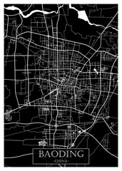 Baoding China City Street Map. abstract city banner, colorful urban paint, abstract watercolor, downtown