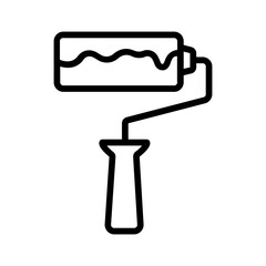 Vector black line icon for Paint roller