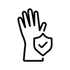 Fototapeta premium Vector black line icon for Safety gloves