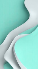 Abstract, flowing shapes in light teal and white