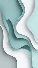 Abstract, layered, wavy shapes in mint and white