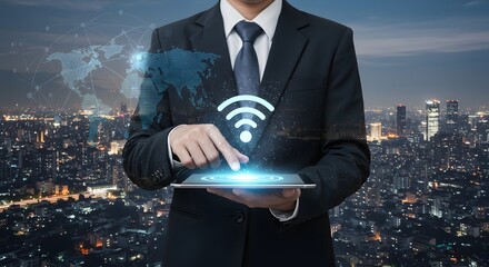 Global Network Connection Technology and Digital Transformation Concept