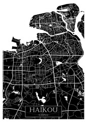 Haikou China City Street Map. abstract city banner, colorful urban paint, abstract watercolor, downtown