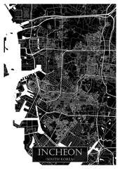 Incheon South Korea City Street Map. abstract city banner, colorful urban paint, abstract watercolor, downtown