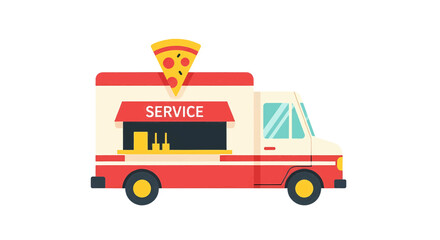 Naklejka premium Vector Illustration of a Pizza Food Truck Delivery and Service Design