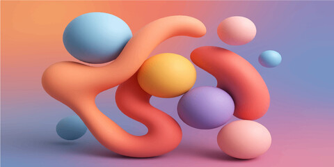 Three colorful easter eggs form a group of spheres on a white background