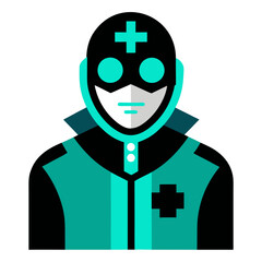 Stylized medical professional icon with teal accents