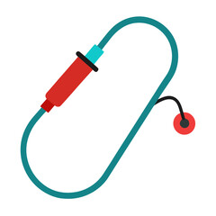 Stylized red and teal stethoscope icon
