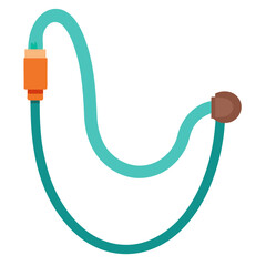 Simple flat design of a turquoise and teal cable with orange and brown connectors