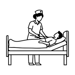 Hospital and healthcare related images: A nurse caring for a patient, which can be used to depict medical, health, and professional services.