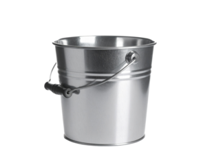 Matte Gray Paint Bucket with Metal Handle on White Background PNG