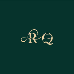 monogram initial logo design elegant style with wavy line RQ organic curve wedding letter