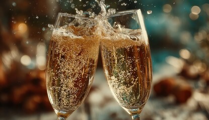 Two glasses of champagne clinking