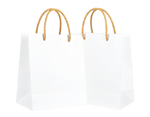 Minimalist White Paper Gift Bag with Twisted Handles PNG