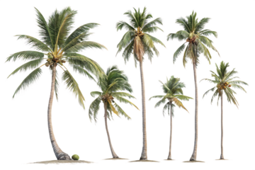 Coconut trees in different stems, Isolated on AI generated by PNG