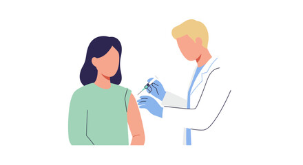 Medical professional administering vaccine to a patient's arm