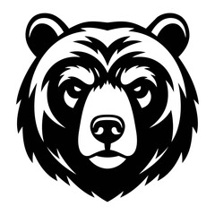 Detailed Bear Head Silhouette Vector Art for Graphic Design and Branding