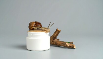 Snail on a cosmetic jar
